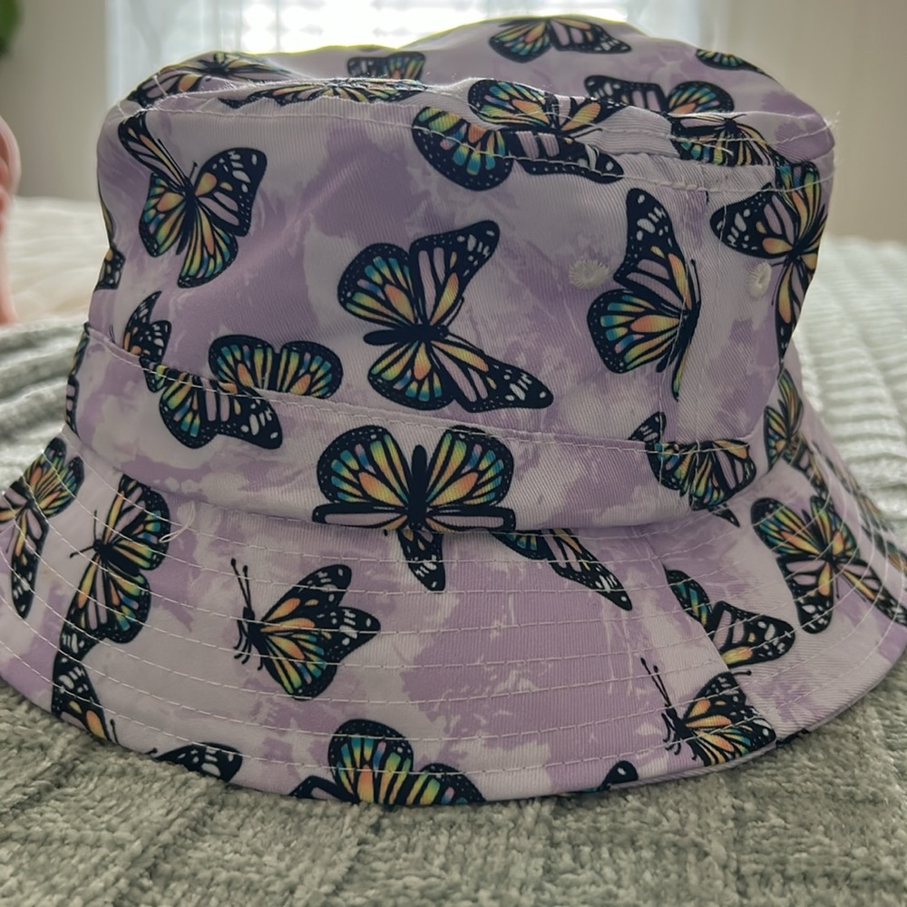 Spencer's Purple and Black Butterfly Bucket Hat